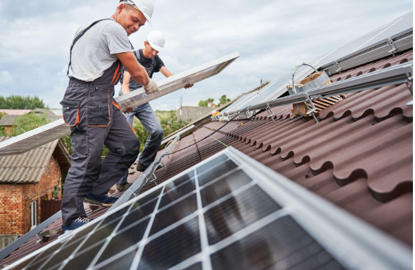 Solar panel installation on a home in the UK