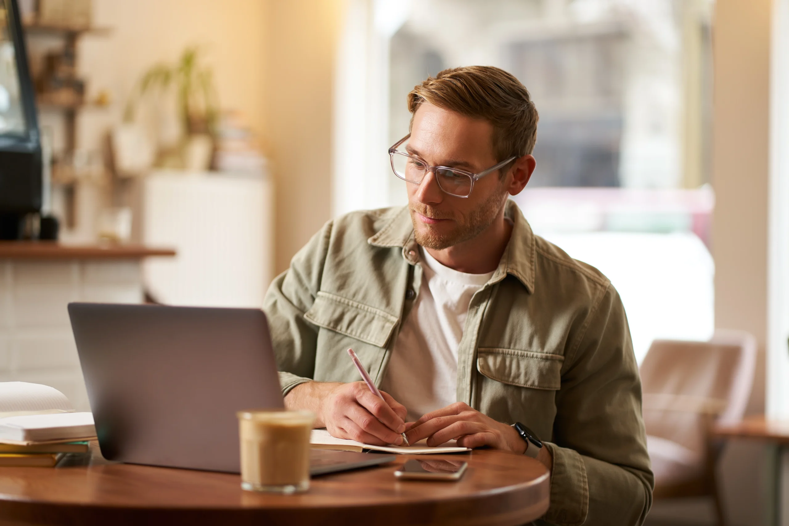 Man researching solar panel financing for his home