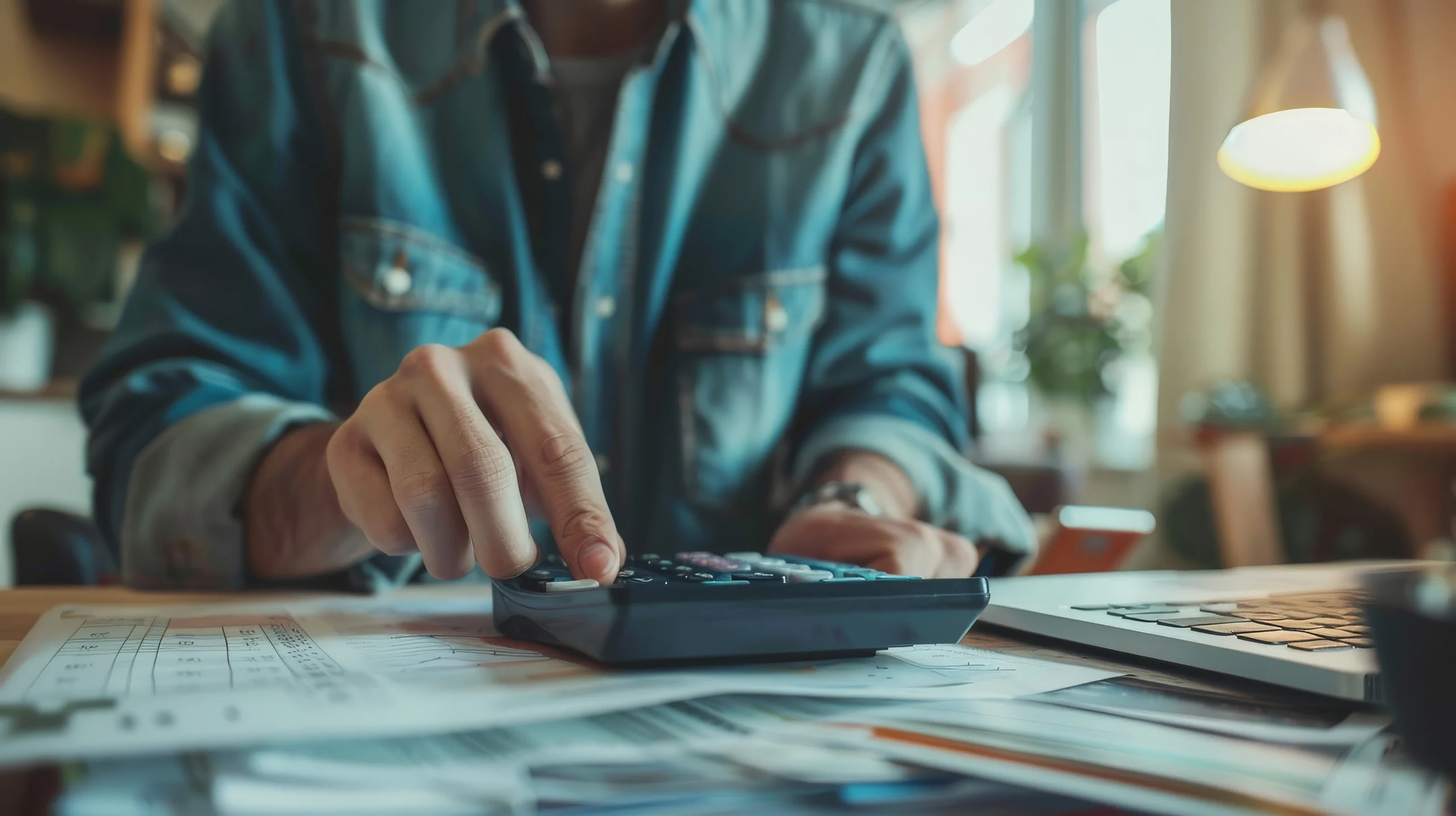 Man calculating solar panel system cost per kWh