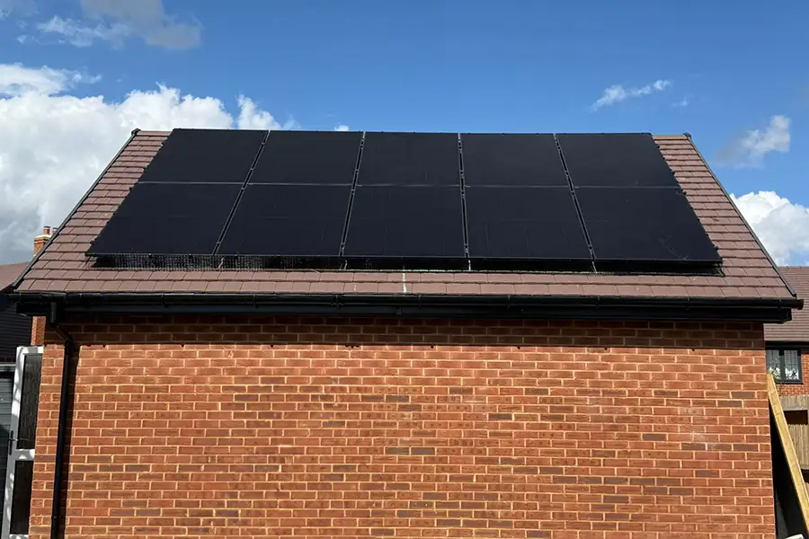 solar panels on a garage roof
