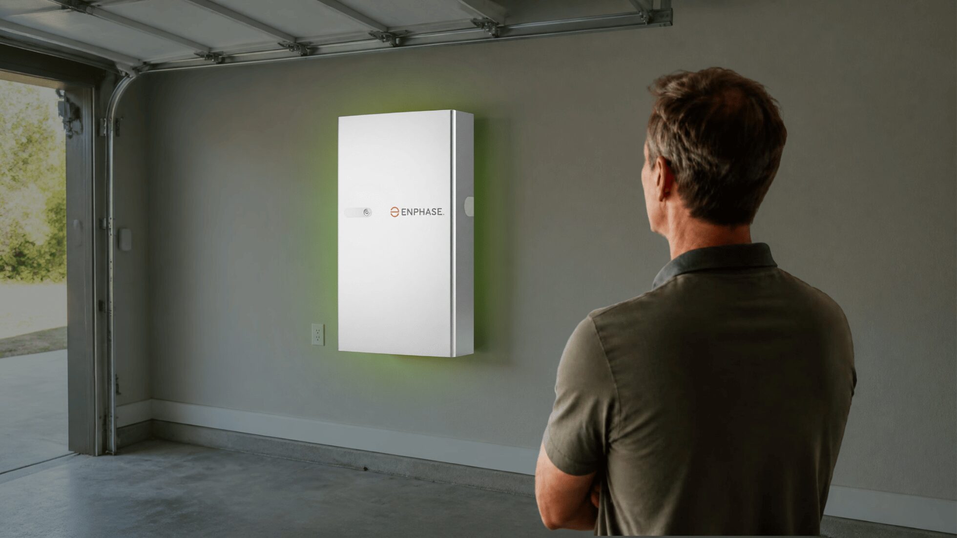 Enphase battery installed in a home garage